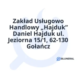 Zakład Usługowo Handlowy „Hajduk” Daniel Hajduk ul. Jeziorna 15/1, 62-130 Gołańcz